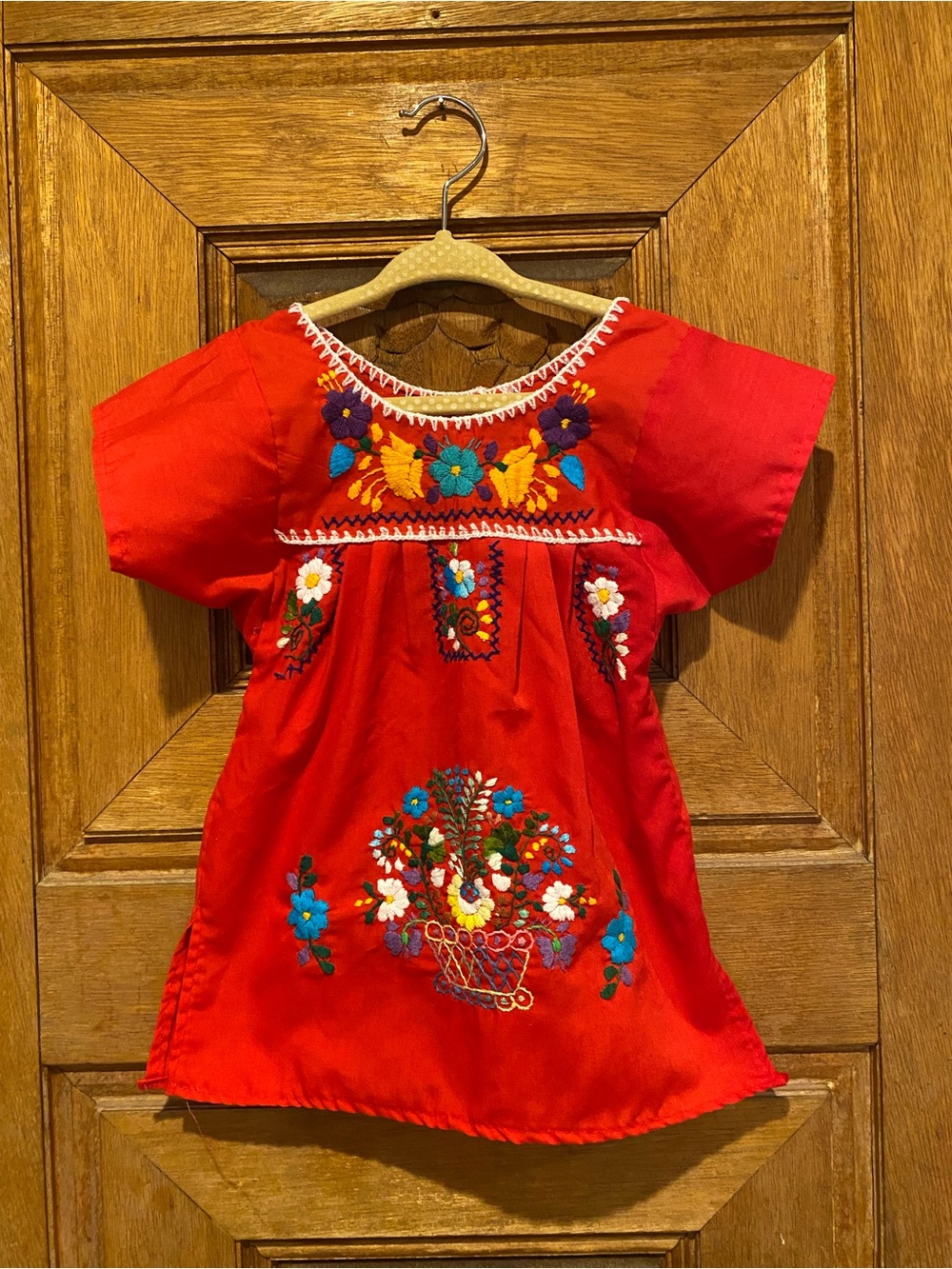 Baby Girl Red Embroidered Floral folk Mexican Dress 6-12 months